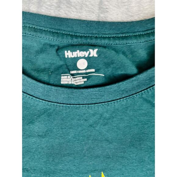 Hurley Men's Teal Green Tropical Floral Graphic T-Shirt Size Large - Picture 3 of 8